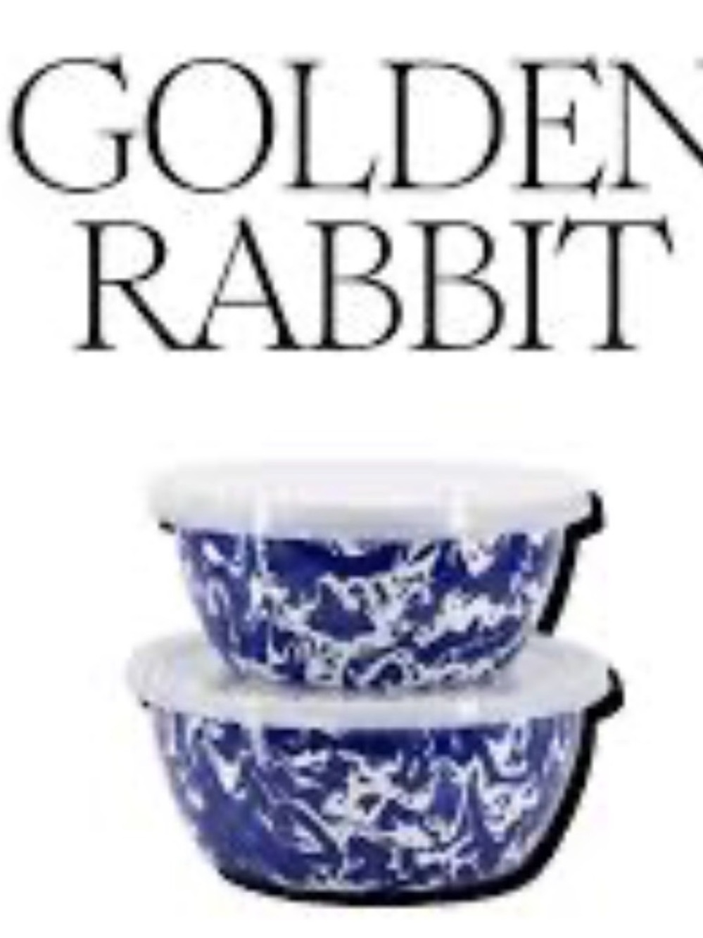 Golden Rabbit Brand New Blue Marble Enamel Mixing Bowl Set with Lids